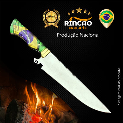 Faca Artesanal 10pol Aço Inox Brasil - Cabo Acrílico