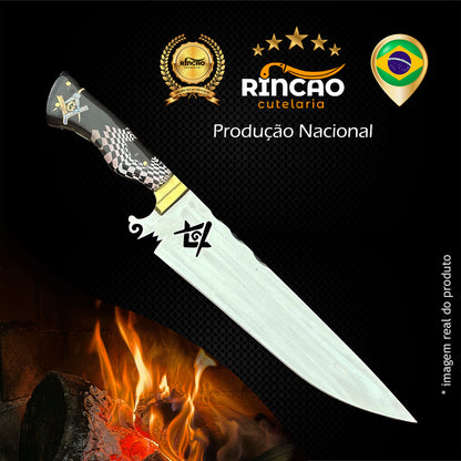 Faca Churrasco 10pol Aço Inox Maçom - Cabo Acrílico