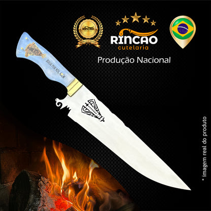 Faca Churrasco 10pol Aço Inox Nossa Senhora - Cabo Acrílico